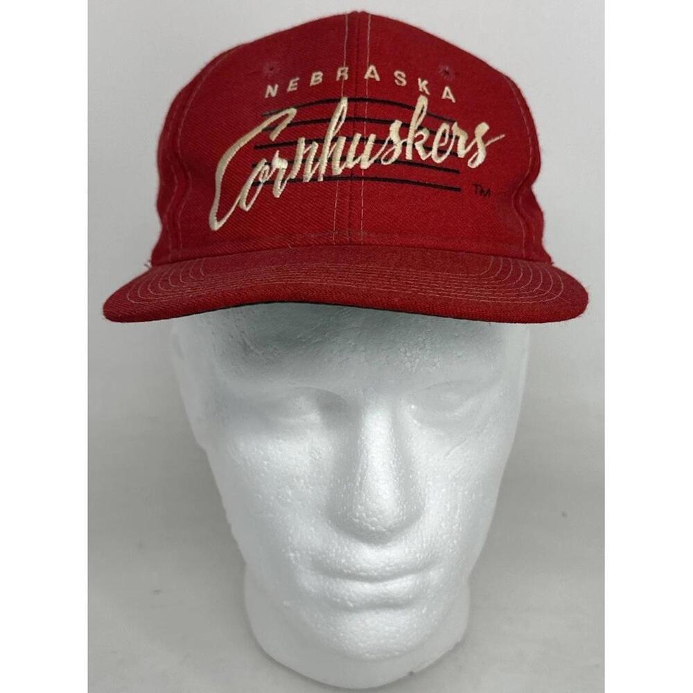 VTG Nebraska CornHuskers Snapback Hat Script Green Bill Pioneer Cap RARE GRAPHIC